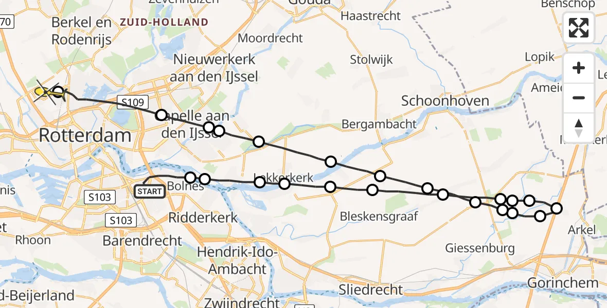 Routekaart van de vlucht: Lifeliner 2 naar Rotterdam The Hague Airport