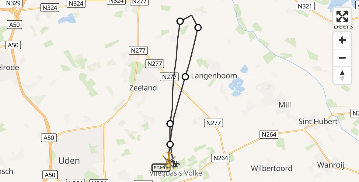 Vluchtroute Traumahelikopter Vliegbasis Volkel - Vliegbasis Volkel, 20 juli 2022, 16:35