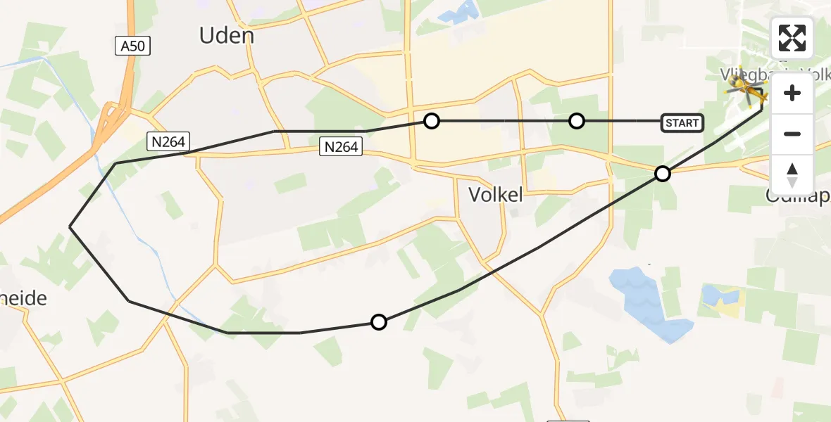 Vluchtroute Traumahelikopter Vliegbasis Volkel - Vliegbasis Volkel, 20 juli 2022, 18:15