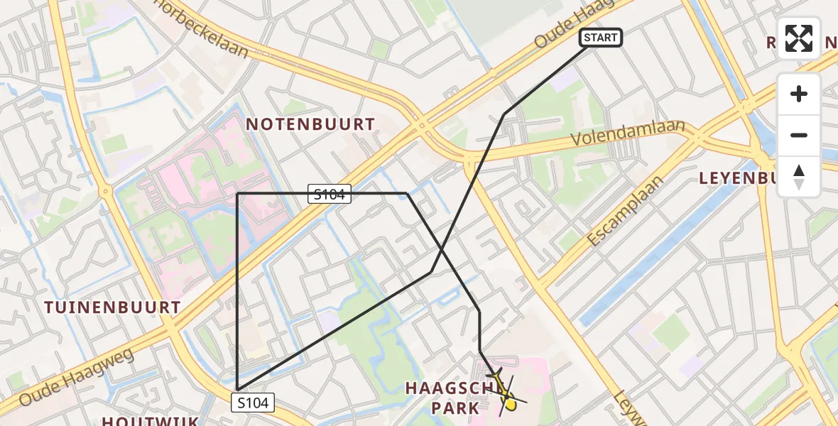 Routekaart van de vlucht: Lifeliner 2 naar Den Haag