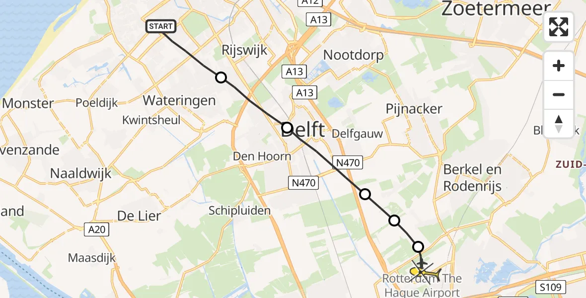 Routekaart van de vlucht: Lifeliner 2 naar Rotterdam The Hague Airport