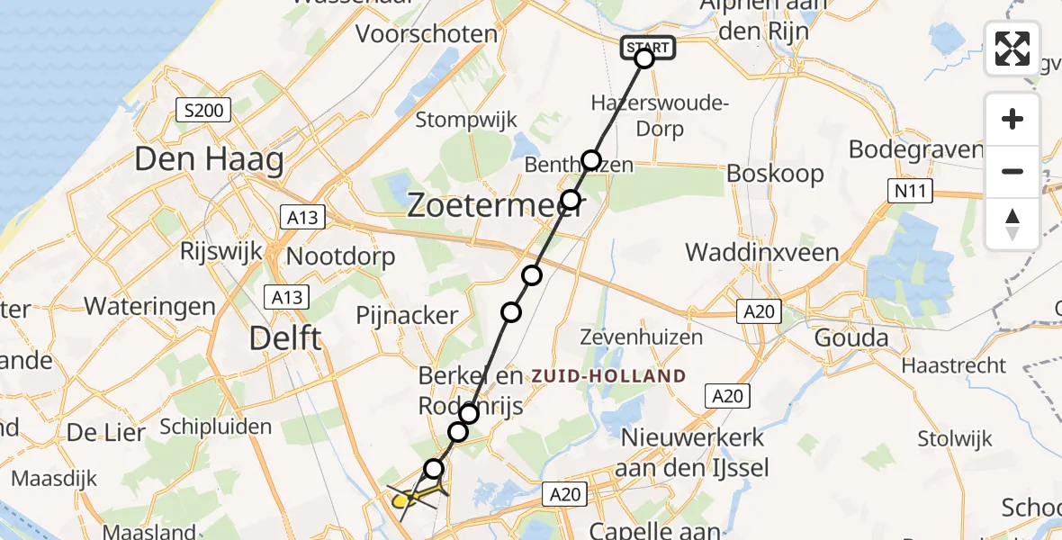 Routekaart van de vlucht: Lifeliner 2 naar Rotterdam The Hague Airport