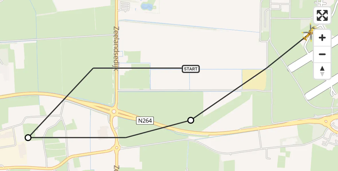 Vluchtroute Traumahelikopter Vliegbasis Volkel - Vliegbasis Volkel, 21 juli 2022, 04:33