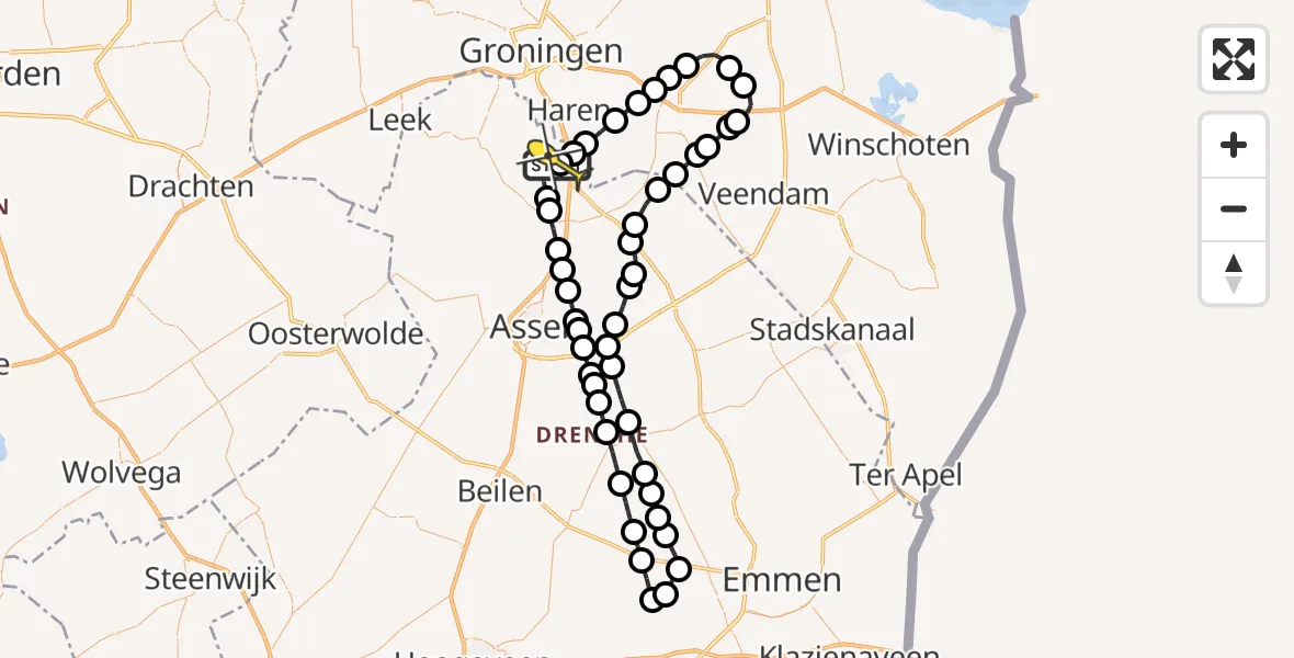 Routekaart van de vlucht: Lifeliner 4 naar Groningen Airport Eelde