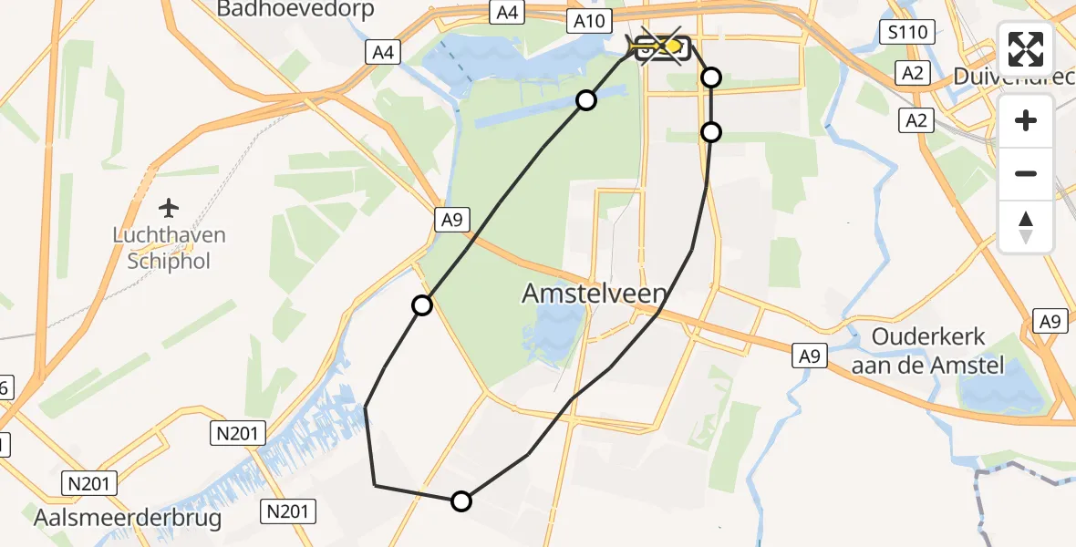 Routekaart van de vlucht: Lifeliner 1 naar VU Medisch Centrum Amsterdam