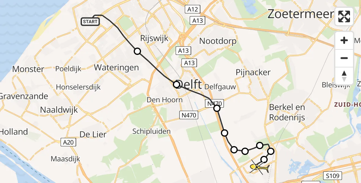 Routekaart van de vlucht: Lifeliner 2 naar Rotterdam The Hague Airport