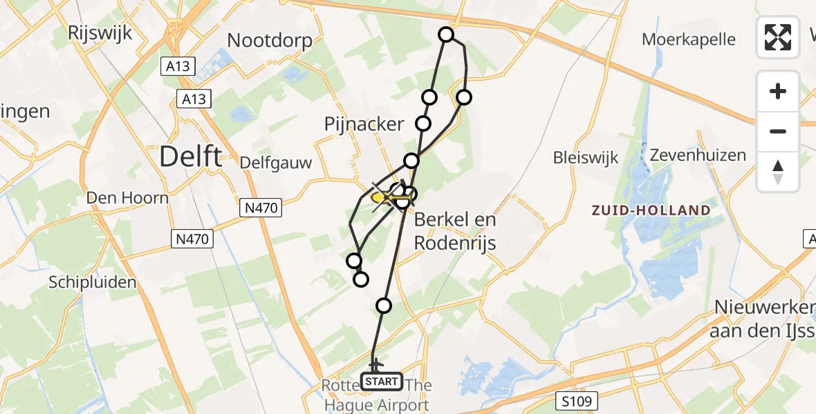 Routekaart van de vlucht: Lifeliner 2 naar Pijnacker