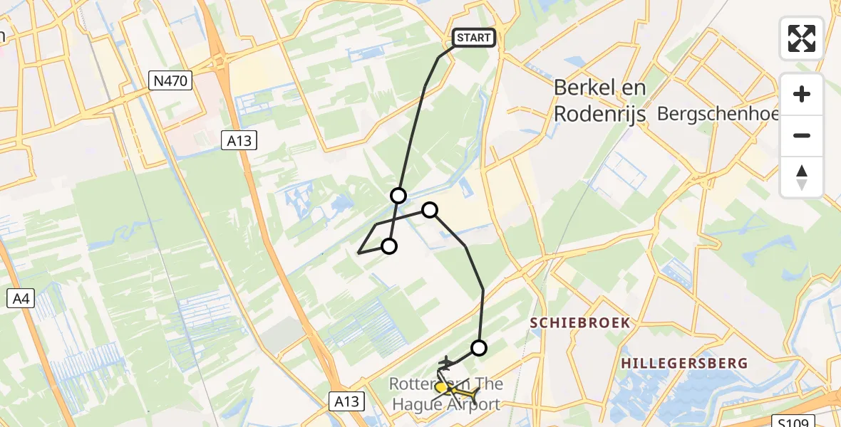 Routekaart van de vlucht: Lifeliner 2 naar Rotterdam The Hague Airport