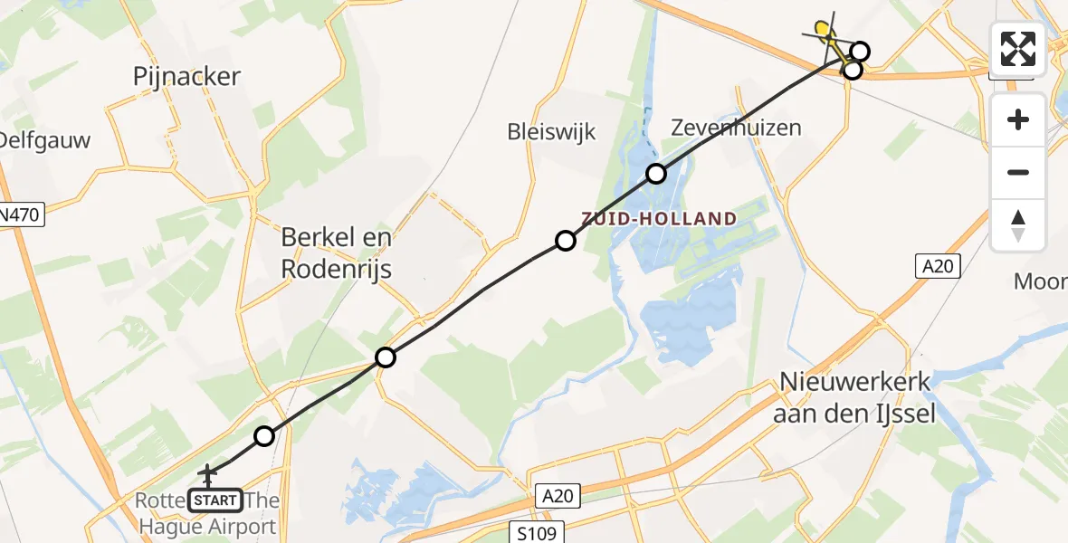 Routekaart van de vlucht: Lifeliner 2 naar Zevenhuizen