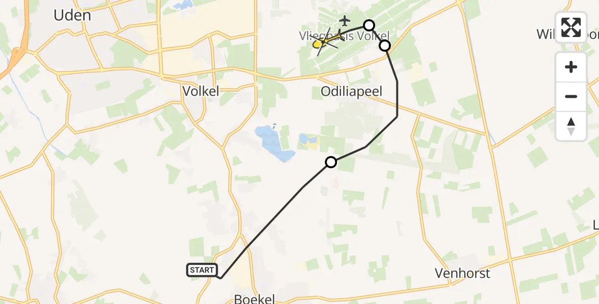 Routekaart van de vlucht: Lifeliner 3 naar Vliegbasis Volkel