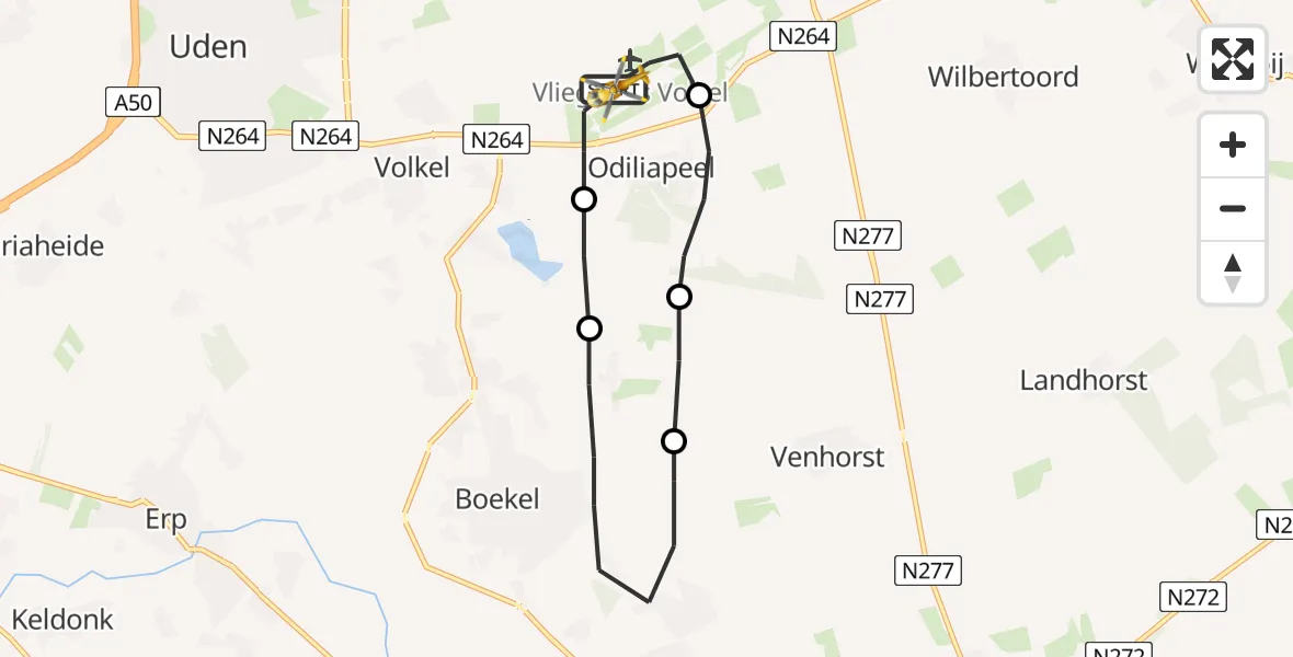 Vluchtroute Traumahelikopter Vliegbasis Volkel - Vliegbasis Volkel, 21 juli 2022, 13:02