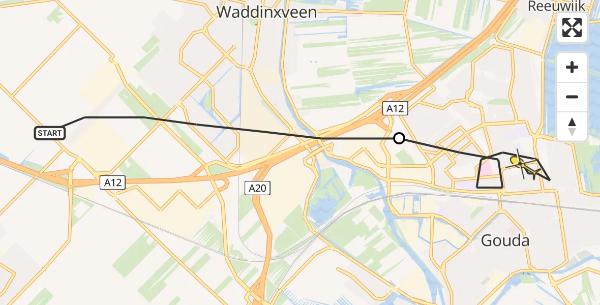 Routekaart van de vlucht: Lifeliner 2 naar Gouda