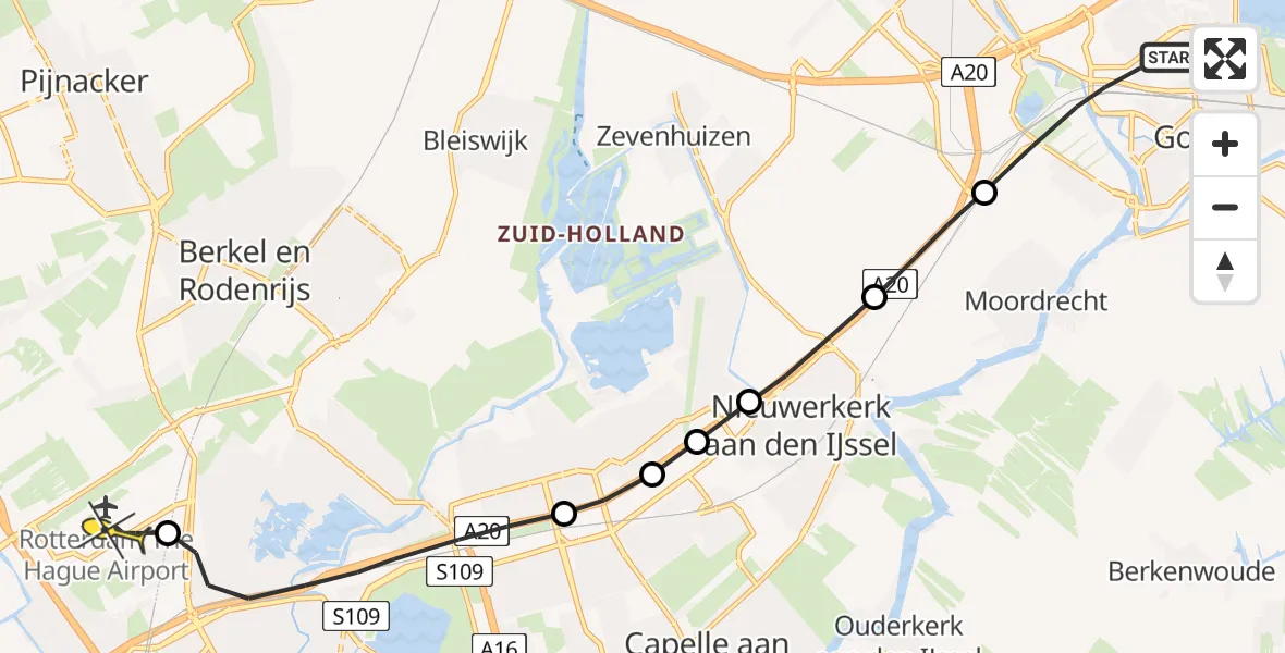 Routekaart van de vlucht: Lifeliner 2 naar Rotterdam The Hague Airport