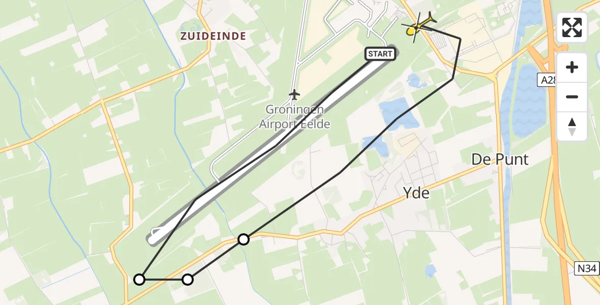 Routekaart van de vlucht: Lifeliner 4 naar Groningen Airport Eelde