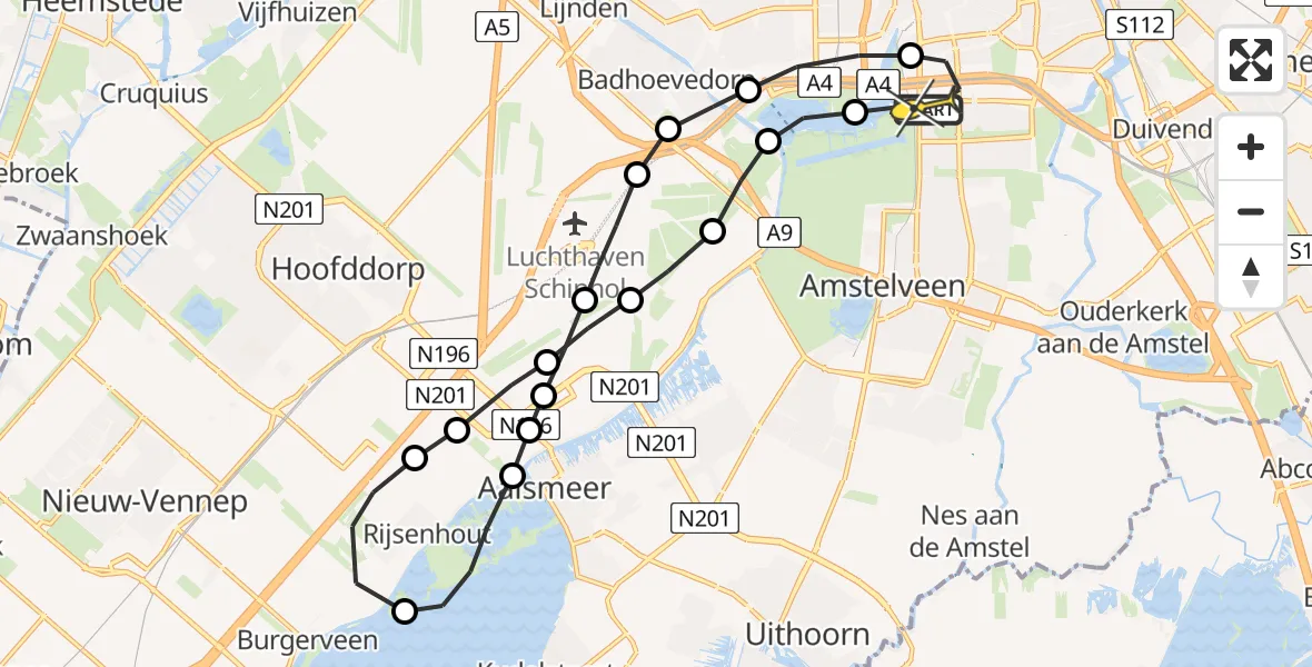 Routekaart van de vlucht: Lifeliner 1 naar VU Medisch Centrum Amsterdam