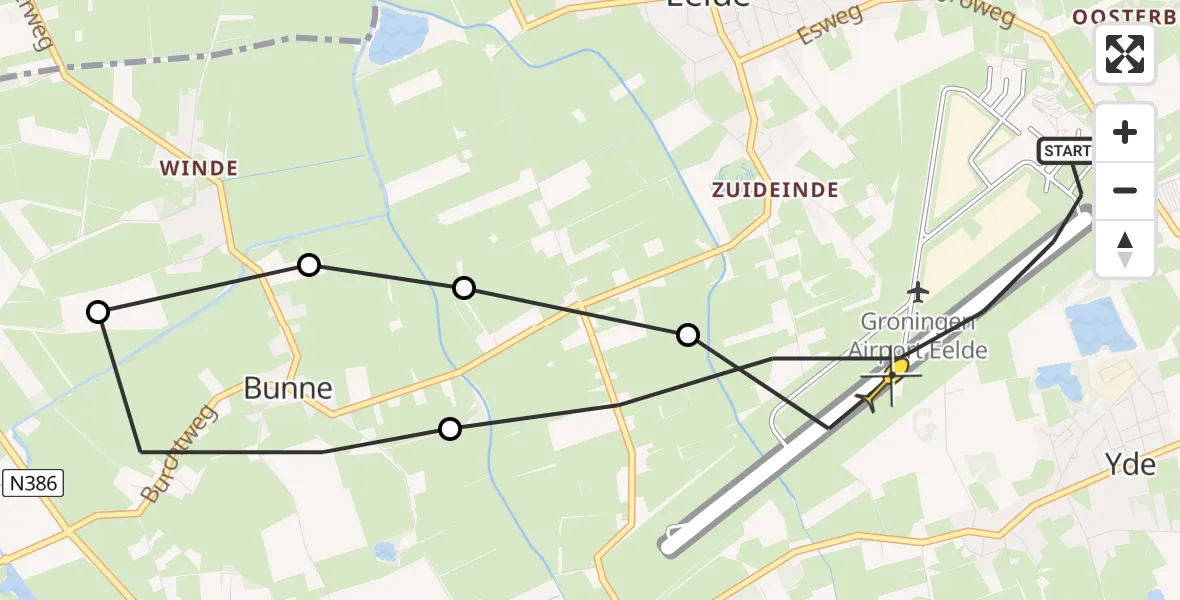 Routekaart van de vlucht: Lifeliner 4 naar Groningen Airport Eelde