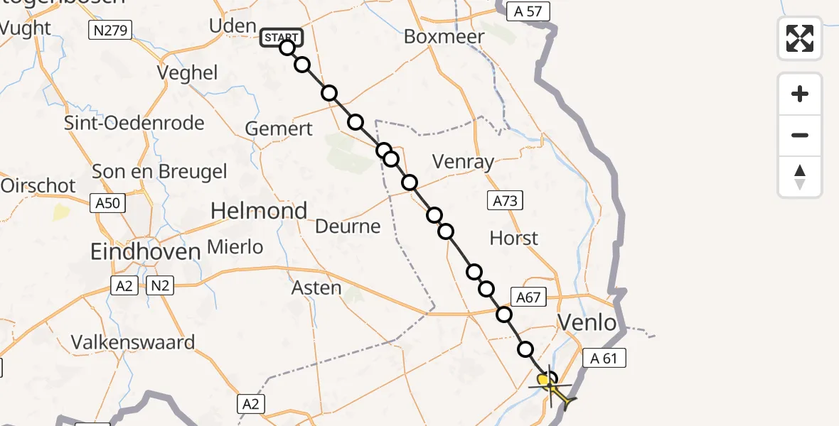 Routekaart van de vlucht: Lifeliner 3 naar Belfeld