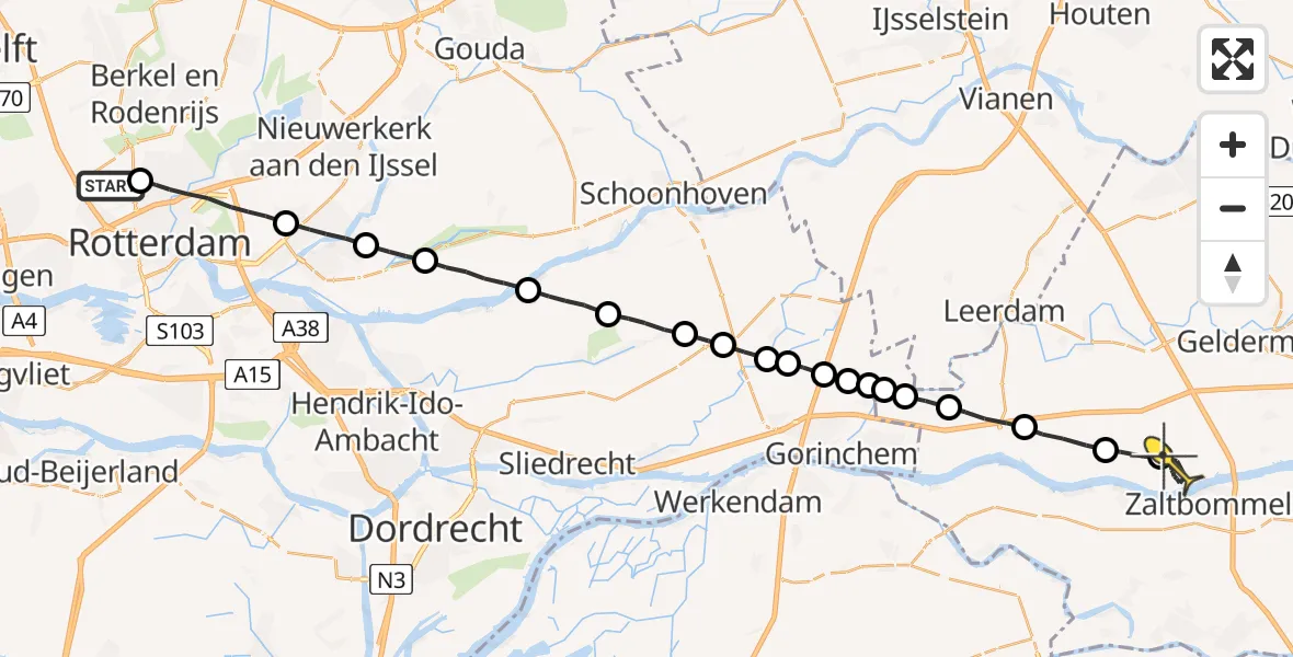 Routekaart van de vlucht: Lifeliner 2 naar Haaften