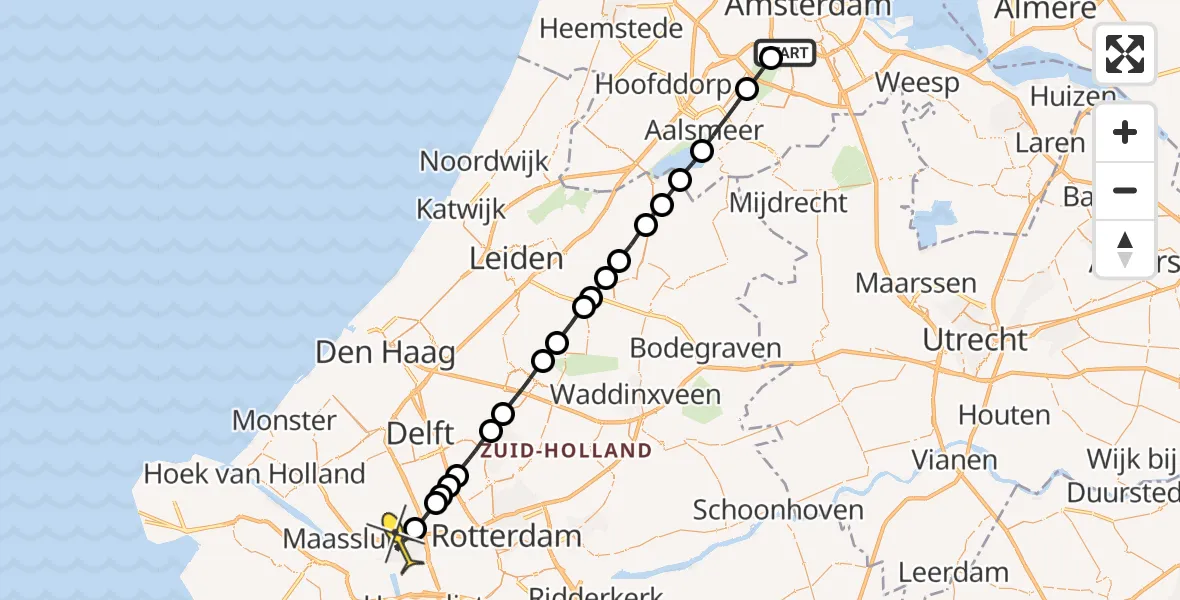 Routekaart van de vlucht: Lifeliner 1 naar Vlaardingen