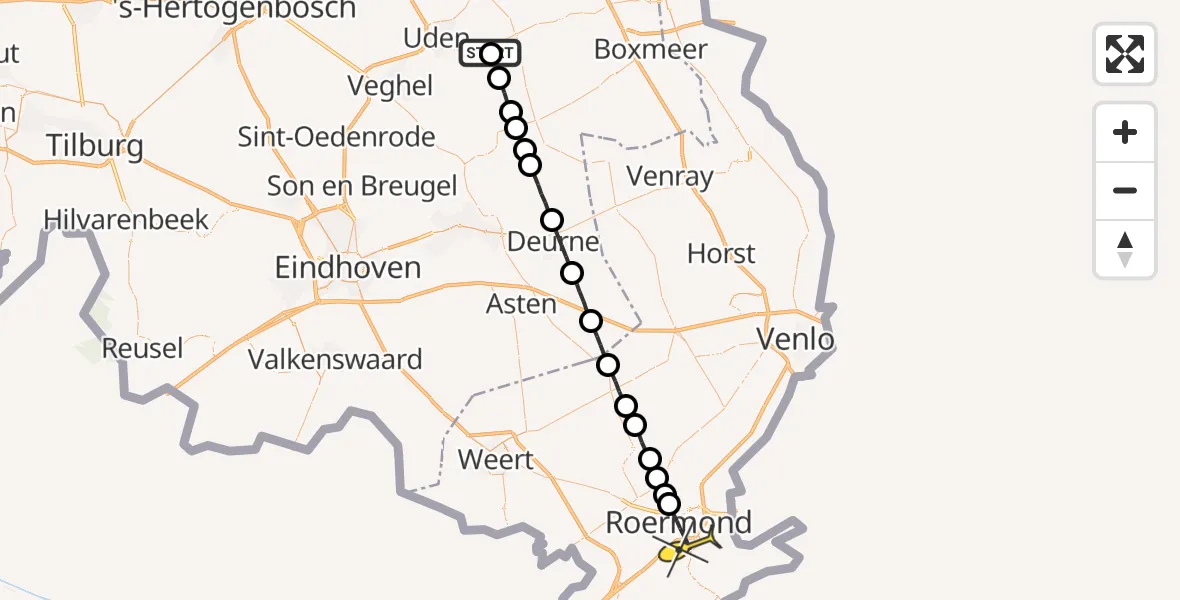 Routekaart van de vlucht: Lifeliner 3 naar Roermond