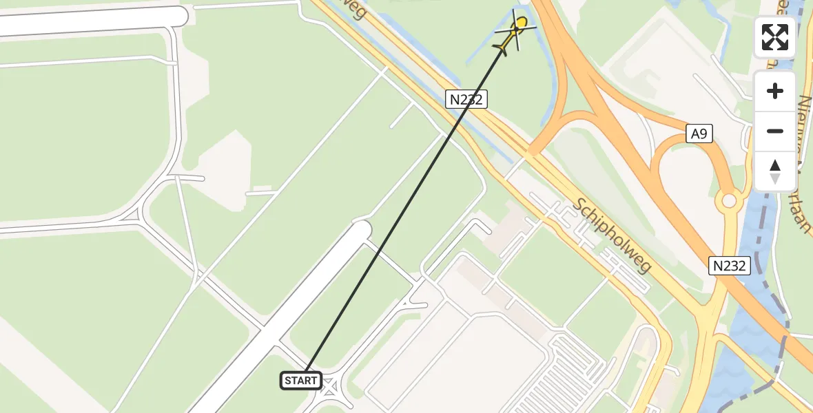 Vluchtroute Politiehelikopter van Schiphol naar Schiphol