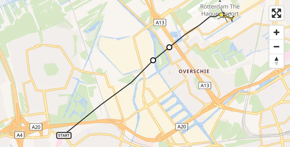 Routekaart van de vlucht: Lifeliner 2 naar Rotterdam The Hague Airport