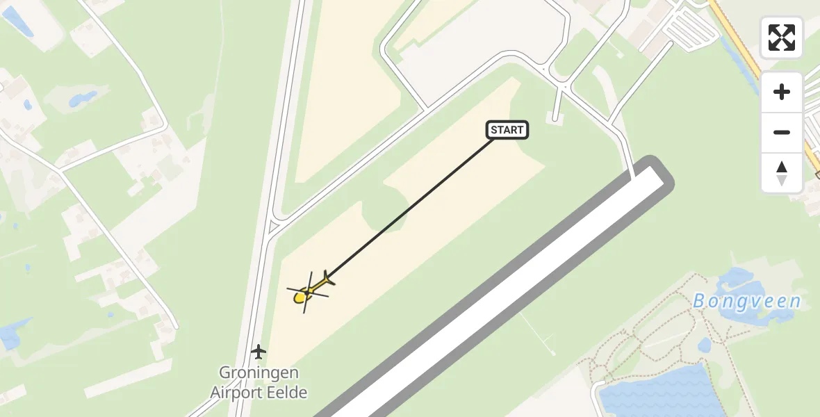 Routekaart van de vlucht: Traumahelikopter naar Groningen Airport Eelde