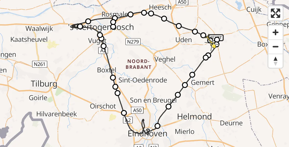 Routekaart van de vlucht: Politieheli naar Odiliapeel