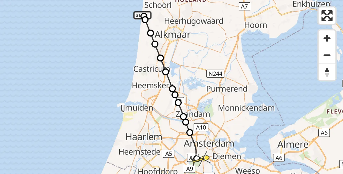 Routekaart van de vlucht: Lifeliner 1 naar VU Medisch Centrum Amsterdam