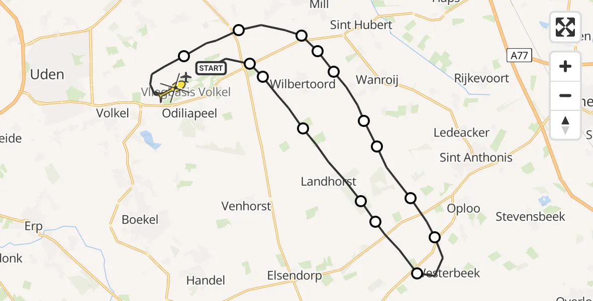 Routekaart van de vlucht: Lifeliner 3 naar Vliegbasis Volkel