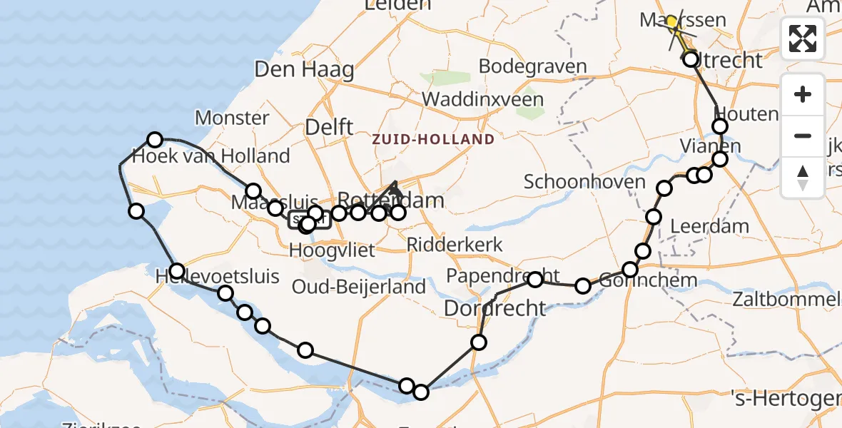 Routekaart van de vlucht: Politieheli naar Maarssen