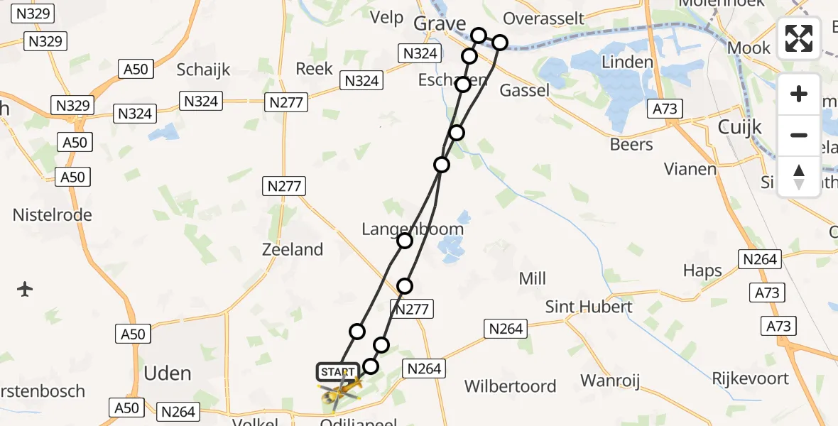 Vluchtroute Traumahelikopter Vliegbasis Volkel - Vliegbasis Volkel, 23 juli 2022, 15:03