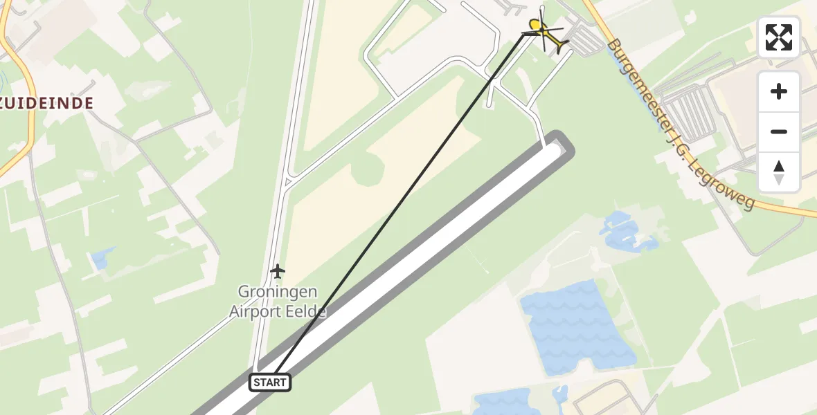 Routekaart van de vlucht: Lifeliner 4 naar Groningen Airport Eelde