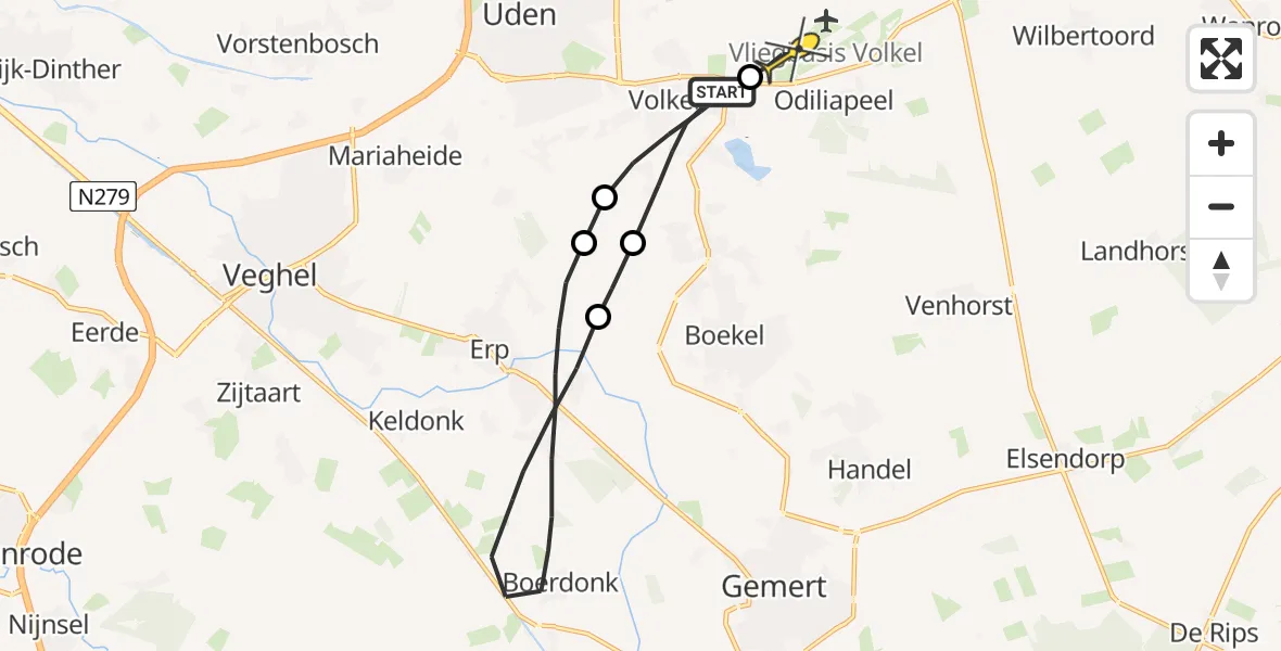 Routekaart van de vlucht: Lifeliner 3 naar Vliegbasis Volkel