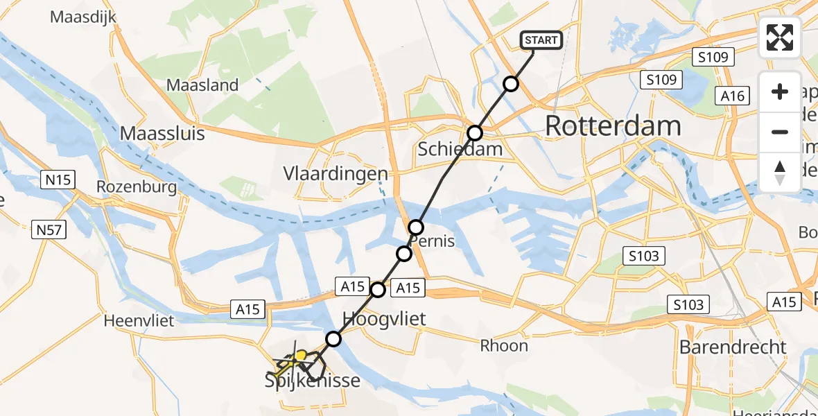 Routekaart van de vlucht: Lifeliner 2 naar Spijkenisse