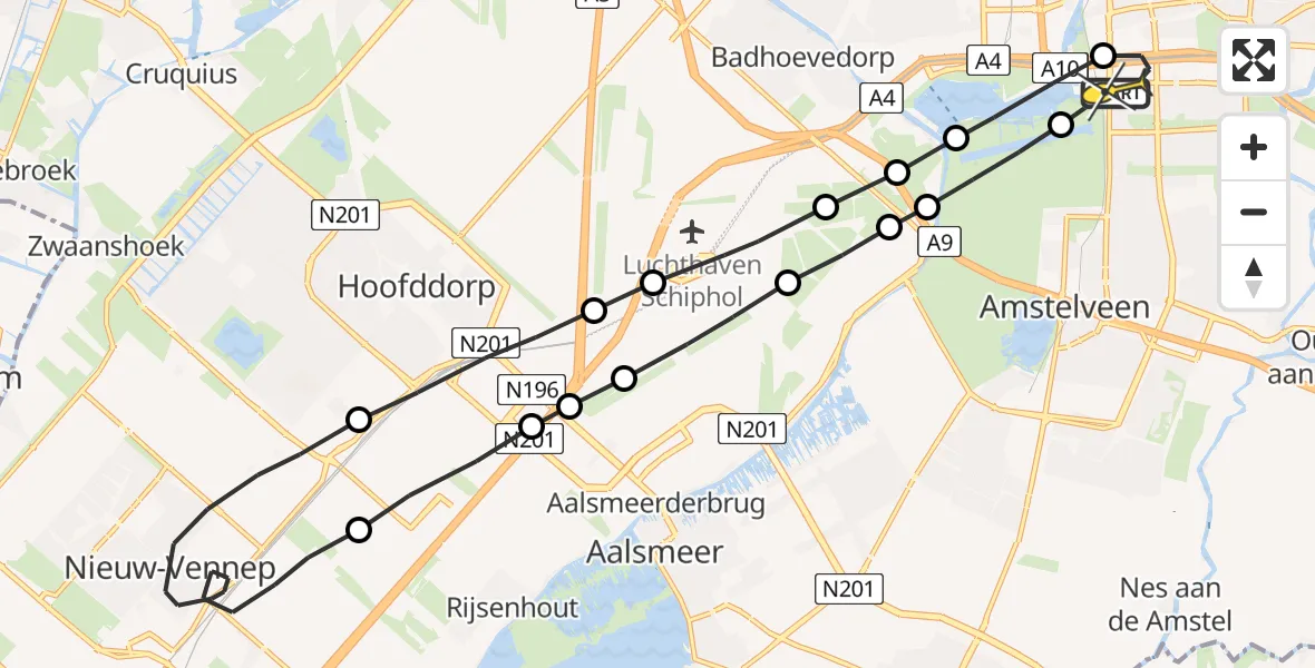 Routekaart van de vlucht: Lifeliner 1 naar VU Medisch Centrum Amsterdam