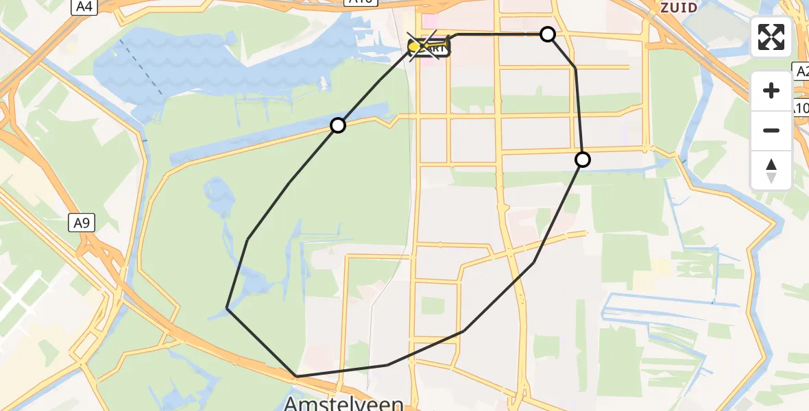 Routekaart van de vlucht: Lifeliner 1 naar VU Medisch Centrum Amsterdam