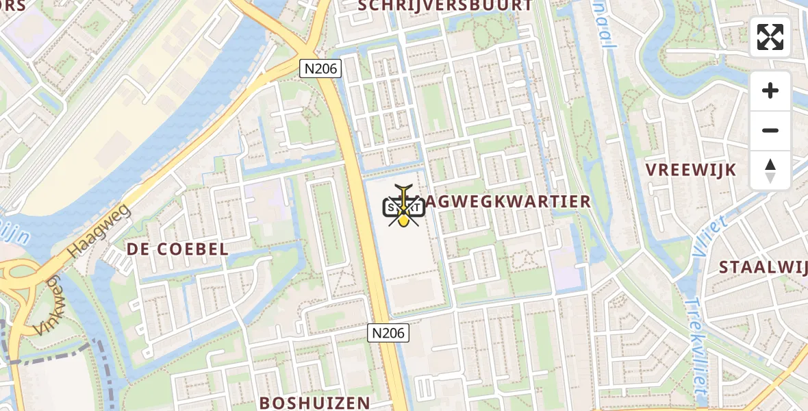 Vluchtroute Traumahelikopter van Leiden naar Leiden