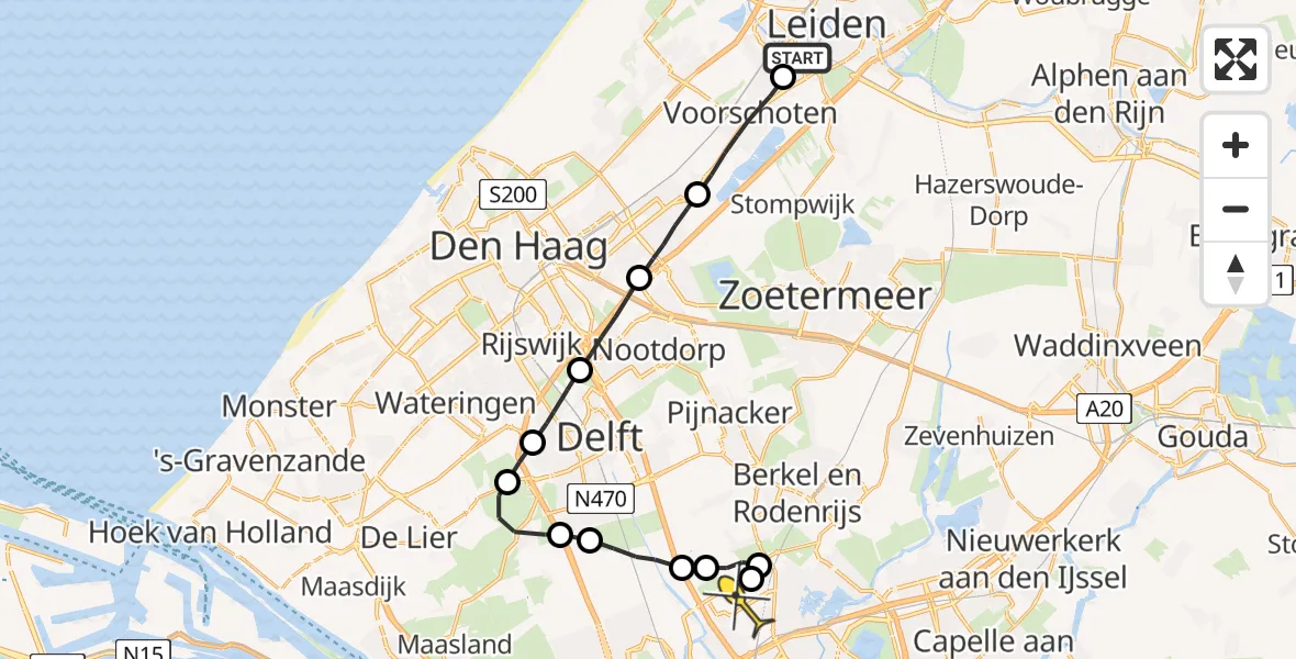 Routekaart van de vlucht: Lifeliner 2 naar Rotterdam The Hague Airport