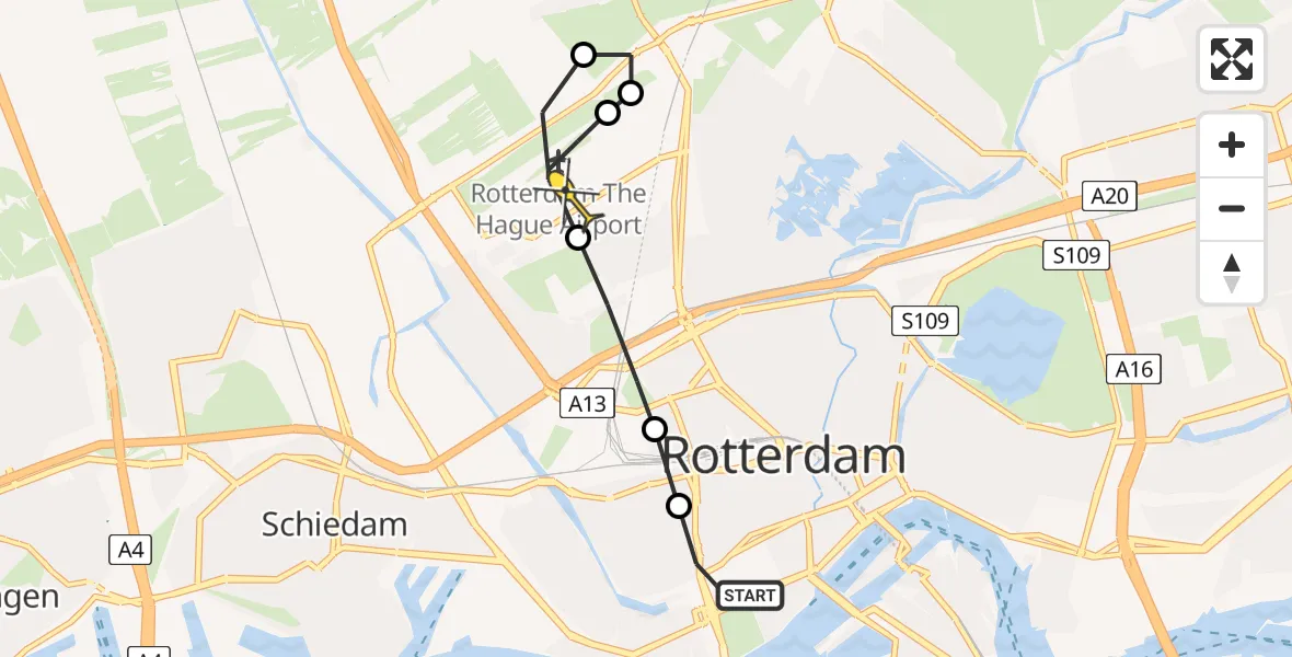 Routekaart van de vlucht: Lifeliner 2 naar Rotterdam The Hague Airport