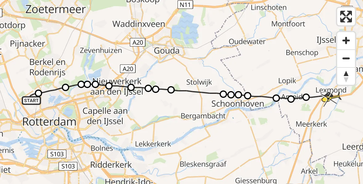 Routekaart van de vlucht: Lifeliner 2 naar Lexmond