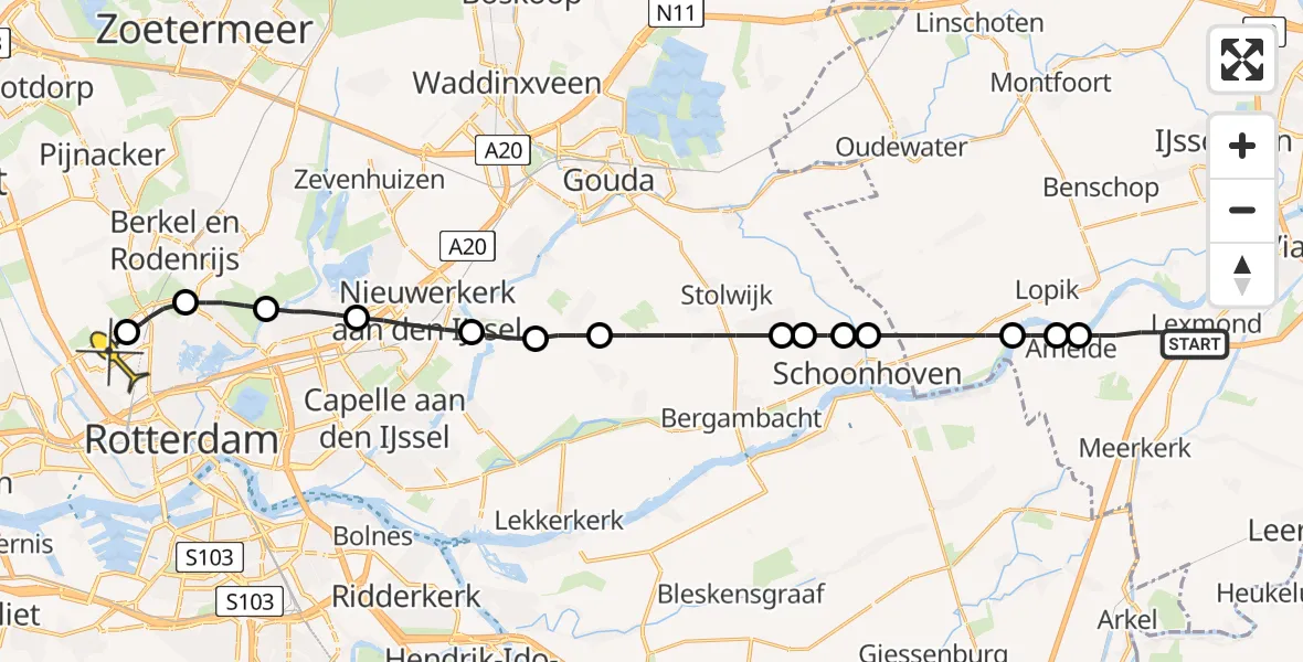 Routekaart van de vlucht: Lifeliner 2 naar Rotterdam The Hague Airport