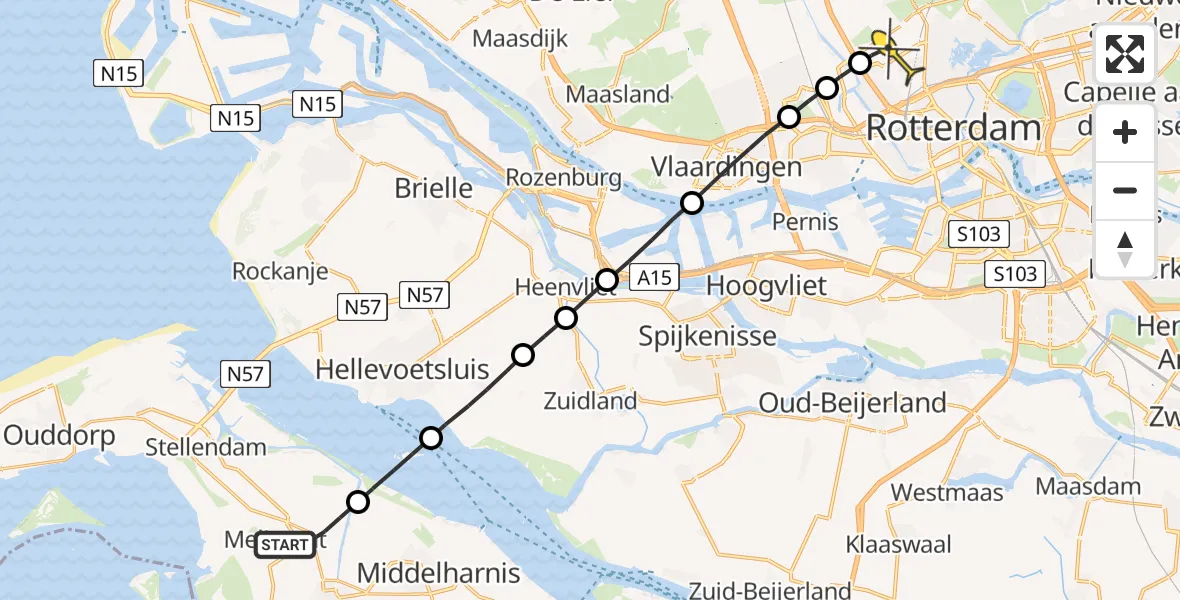 Routekaart van de vlucht: Lifeliner 2 naar Rotterdam The Hague Airport