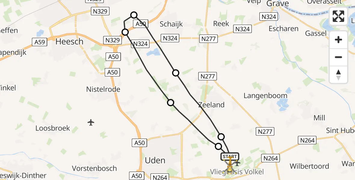 Vluchtroute Traumahelikopter Vliegbasis Volkel - Vliegbasis Volkel, 24 juli 2022, 08:53