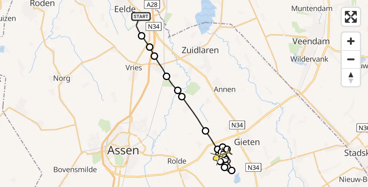 Routekaart van de vlucht: Lifeliner 4 naar Eext