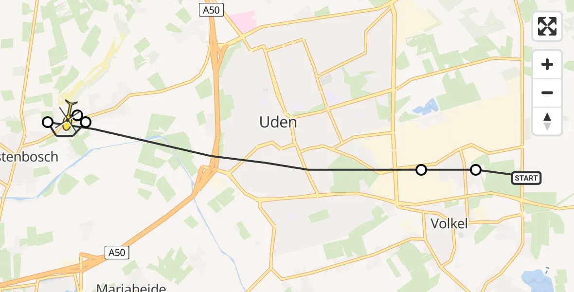 Routekaart van de vlucht: Lifeliner 3 naar Vorstenbosch