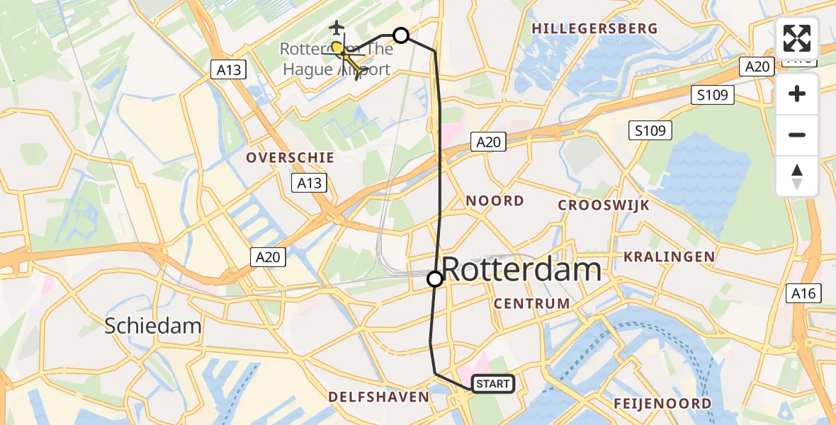 Routekaart van de vlucht: Lifeliner 2 naar Rotterdam The Hague Airport