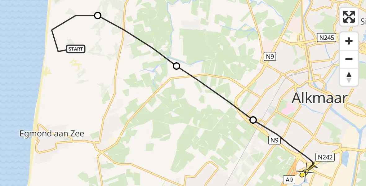 Routekaart van de vlucht: Lifeliner 1 naar Alkmaar