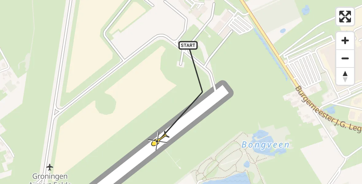 Routekaart van de vlucht: Traumahelikopter naar Groningen Airport Eelde