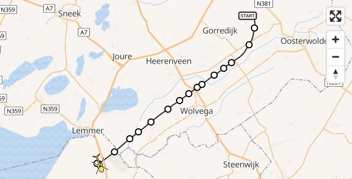 Routekaart van de vlucht: Lifeliner 4 naar Bant